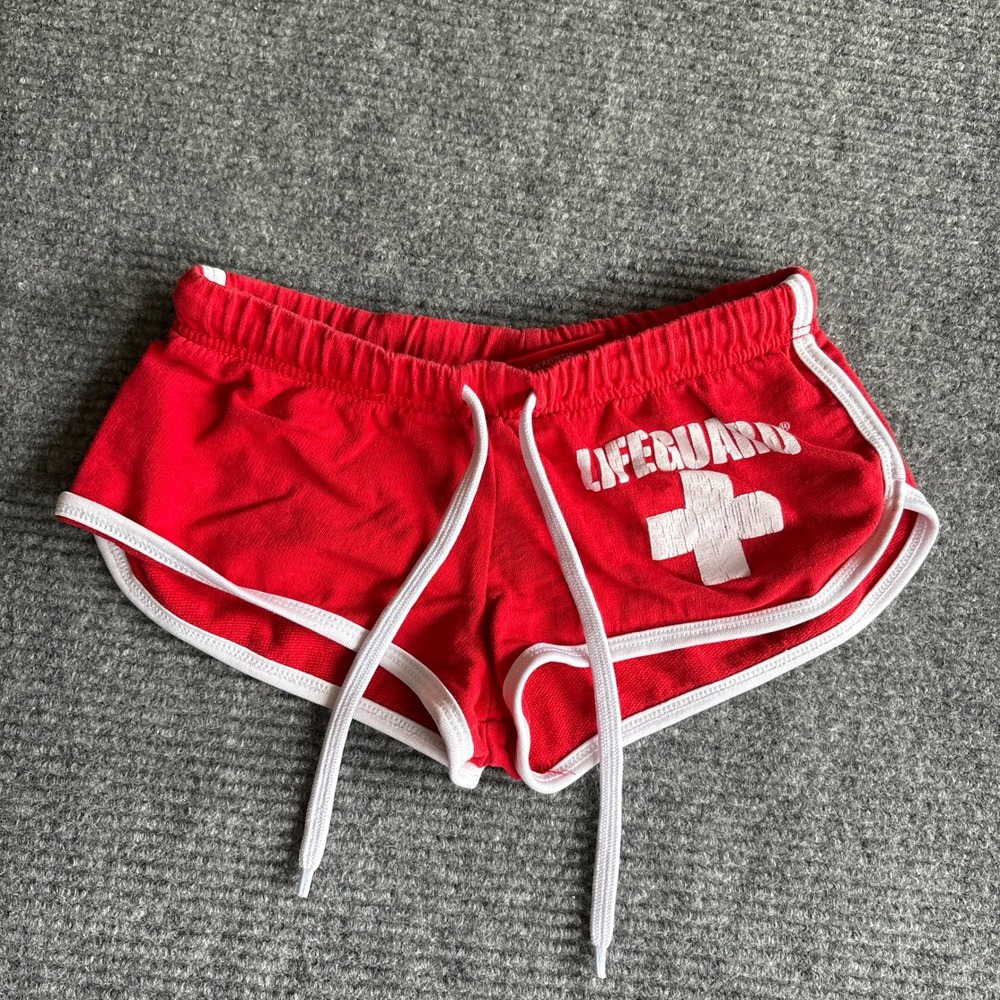 Lifeguard Manasota Key FL Red Dolphin Shorts Womens XS Graphic Beach Athletic